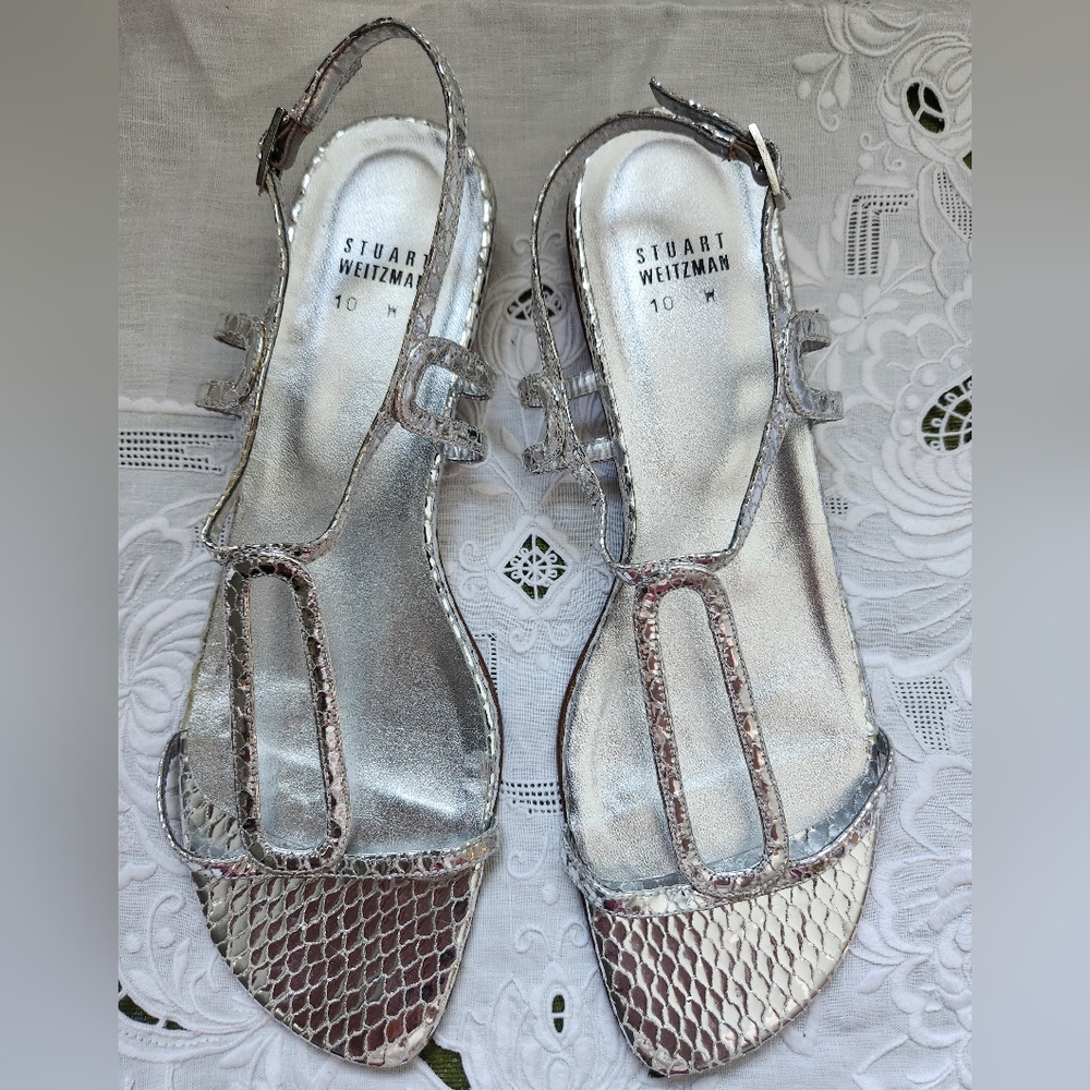 Stuart Weitzman Snake Skin Embossed Sandal